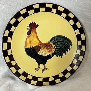 Mayrich Vintage Painted Plate Rooster Farmcore Handmade Hand Painted